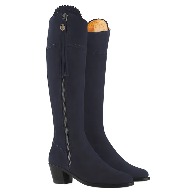 Fairfax and Favor Regina Heeled Boots Navy Suede