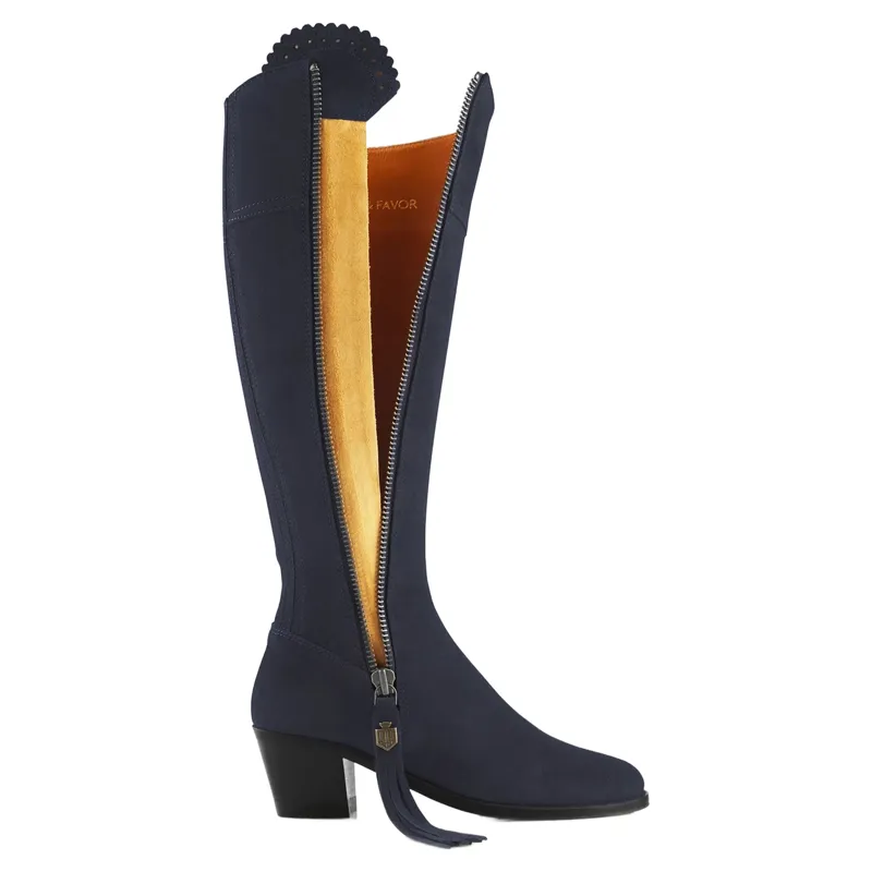 Fairfax and Favor Regina Heeled Boots Navy Suede-1
