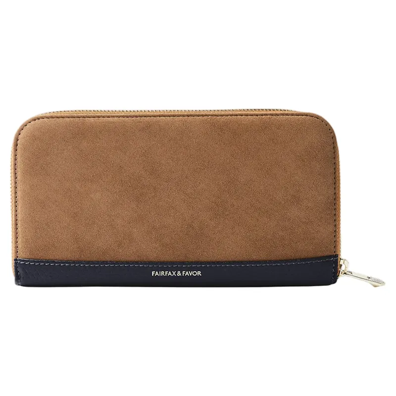 Fairfax and Favor Salisbury Purse Tan/Navy Suede-1
