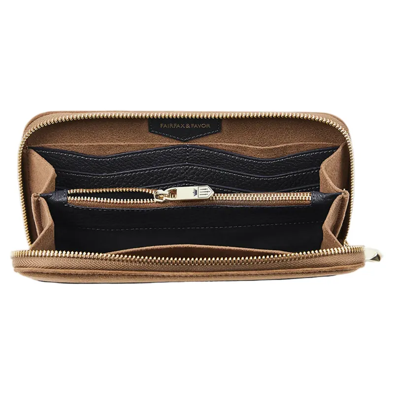 Fairfax and Favor Salisbury Purse Tan/Navy Suede-2