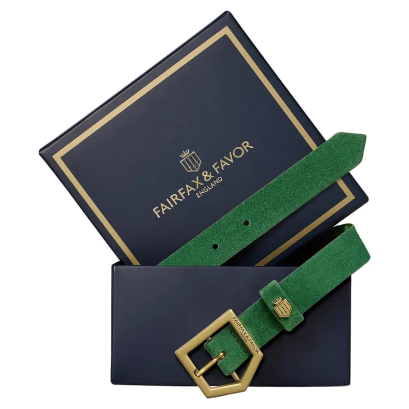 Fairfax and Favor Sennowe Suede Belt in Clover Green