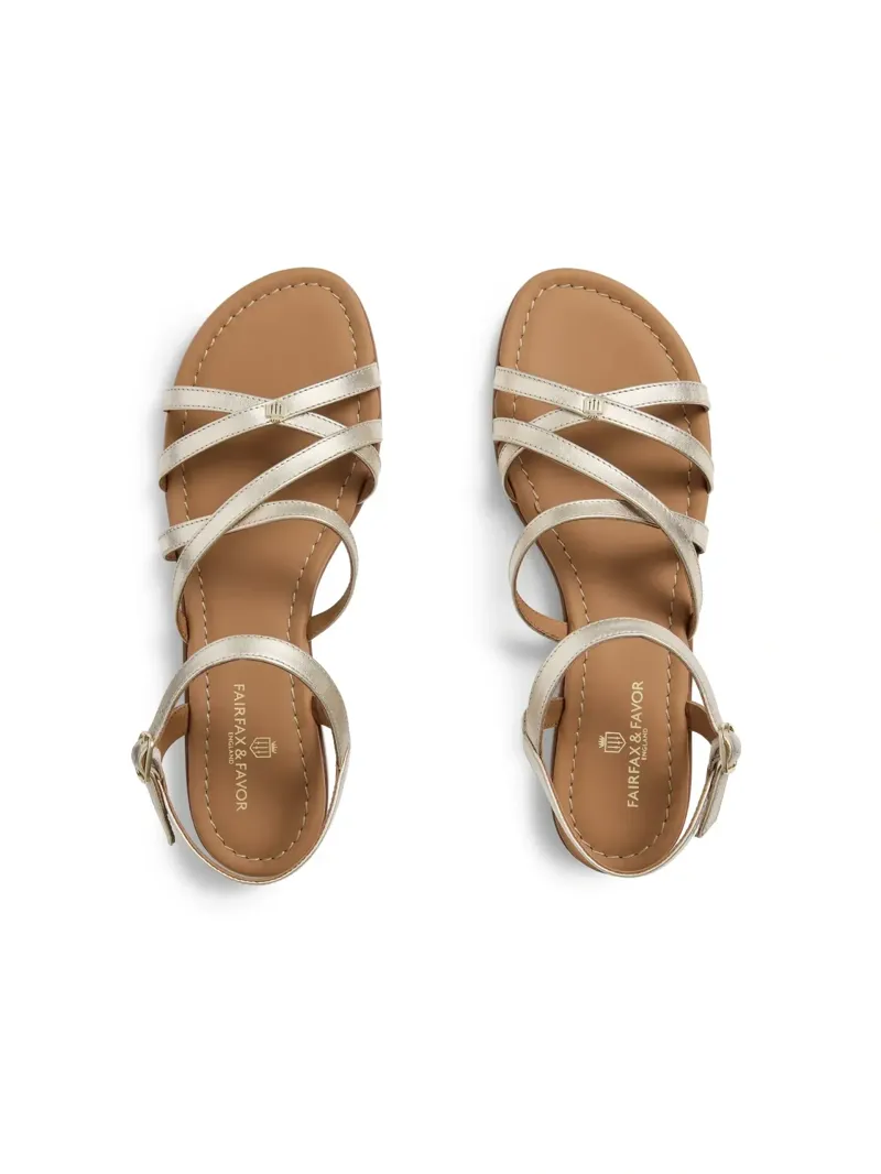 Fairfax and Favor St Ives Leather Sandal in Gold-2