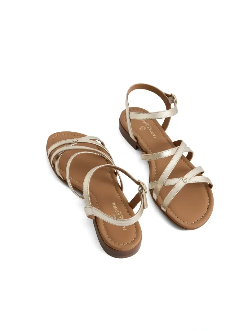 Fairfax and Favor St Ives Leather Sandal in Gold-3