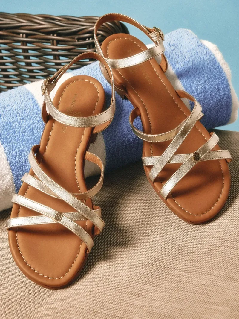 Fairfax and Favor St Ives Leather Sandal in Gold-4