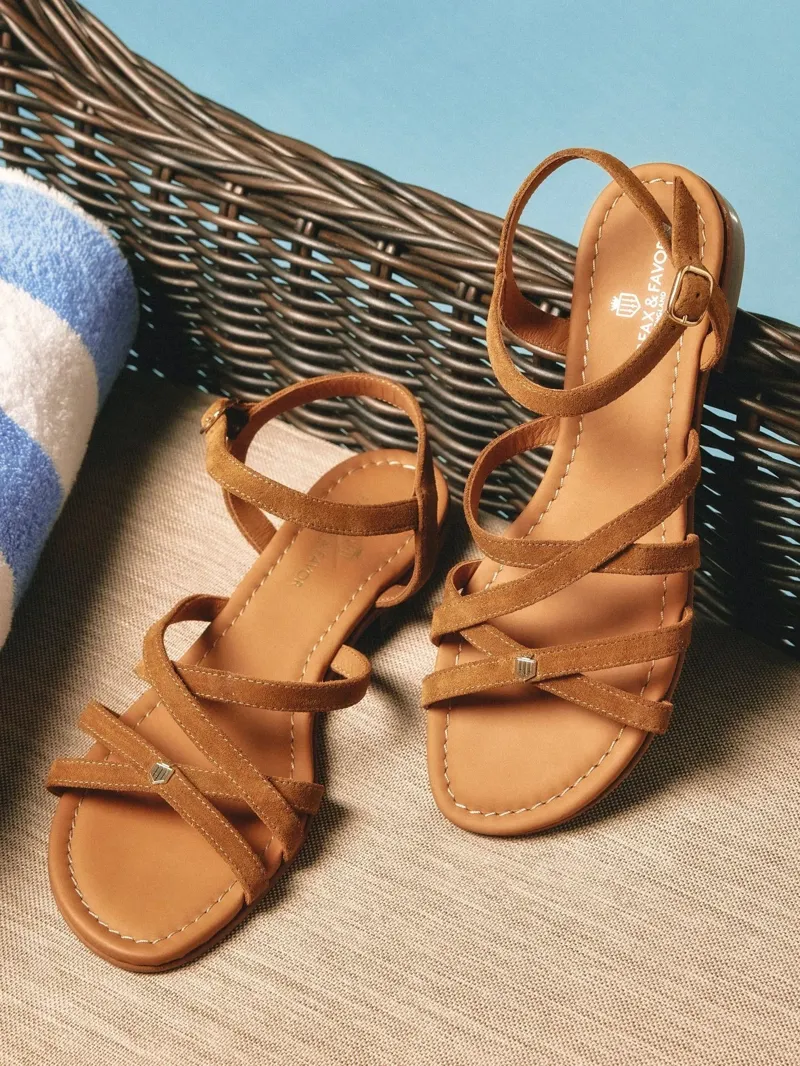 Fairfax and Favor St Ives Suede Sandal in Tan-4