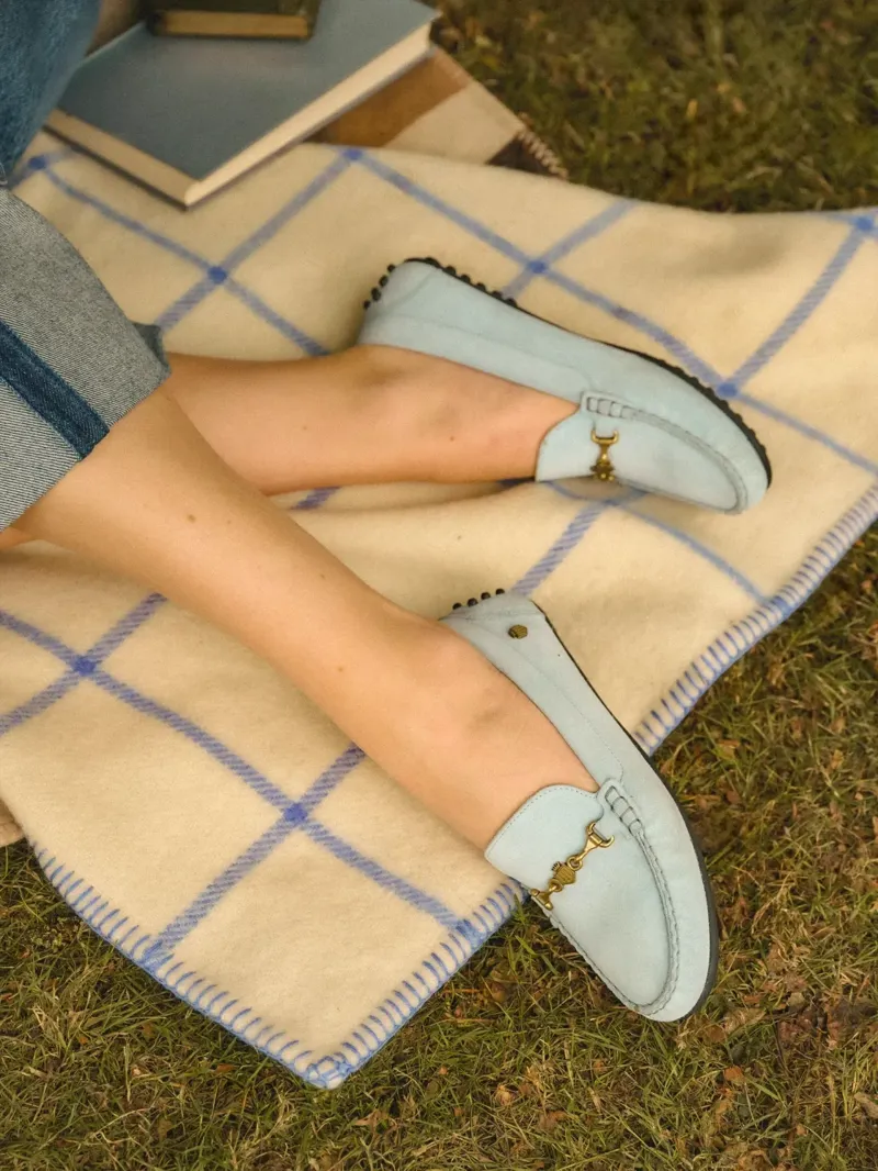 Fairfax and Favor Trinity Driver Suede in Sky Blue-5