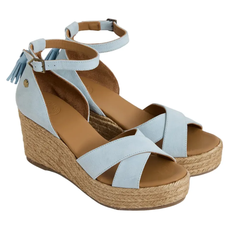 Fairfax and Favor Valencia Mid Wedge Women's Suede in Sky Blue