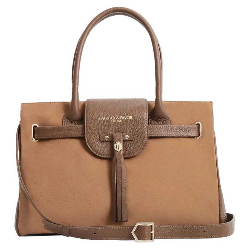 Fairfax and Favor Windsor Handbag Leather Suede Tan