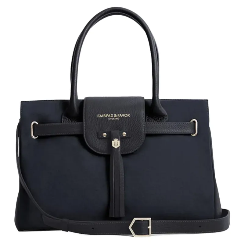 Fairfax and Favor Windsor Leather Suede Handbag Navy