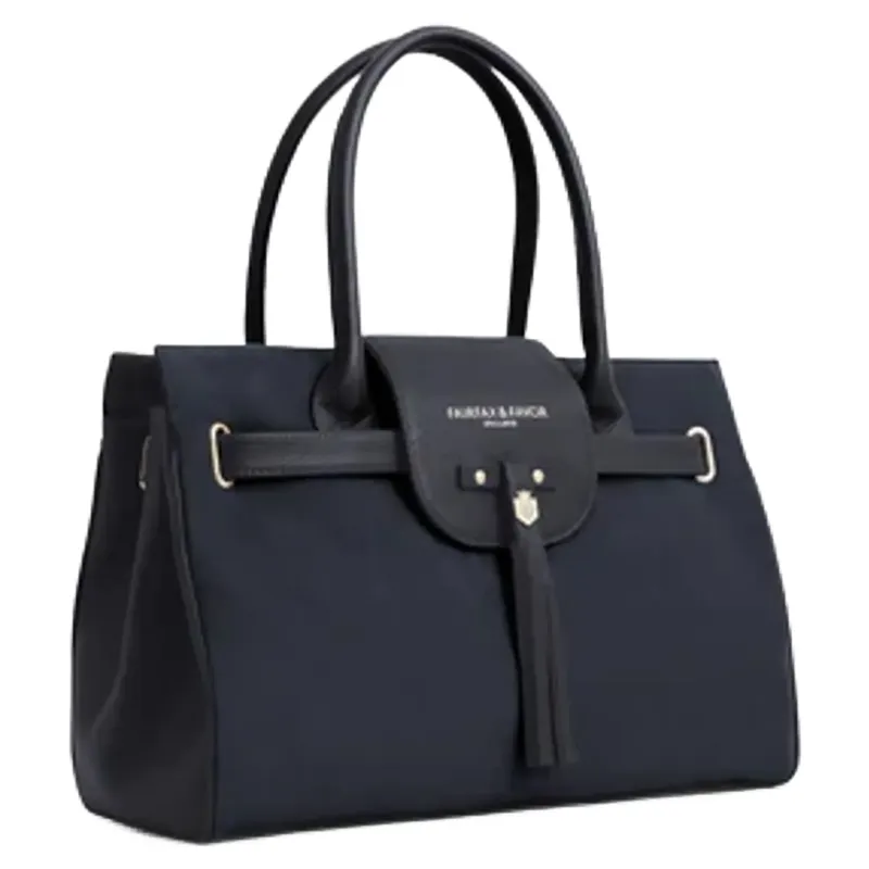 Fairfax and Favor Windsor Leather Suede Handbag Navy-3