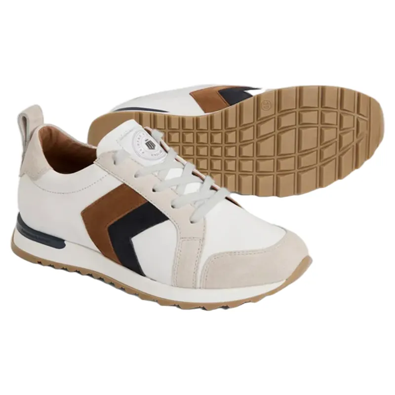 Fairfax and Favor Xandra Trainer White Leather with Tan/Navy-2