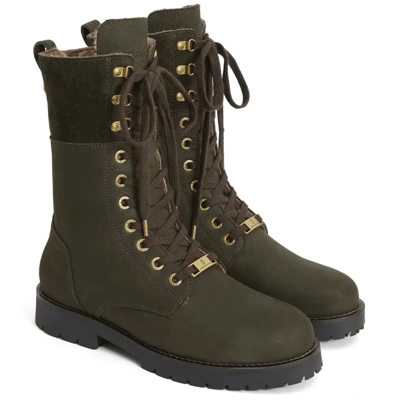 Fairfax and Favor Anglesey Boots Shearling Lined Moss Green Nubuck