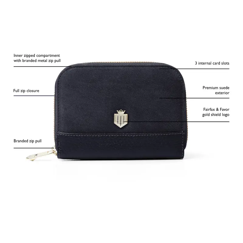 Fairfax and Favor Mini Salisbury Purse Navy Suede-3