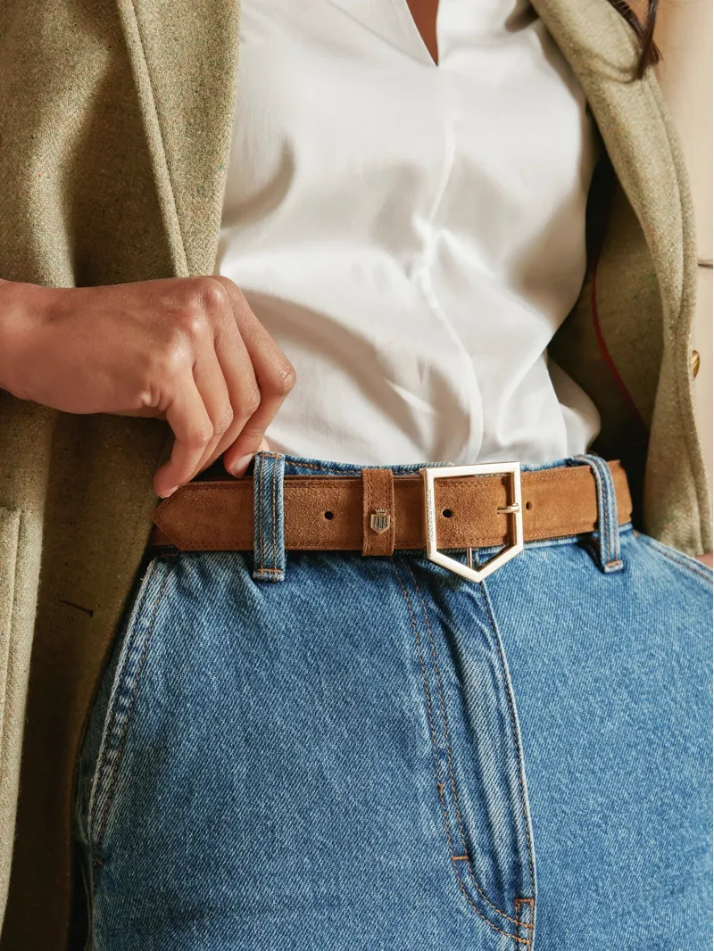 Fairfax and Favor Womens Felbrigg Suede Belt in Tan-2