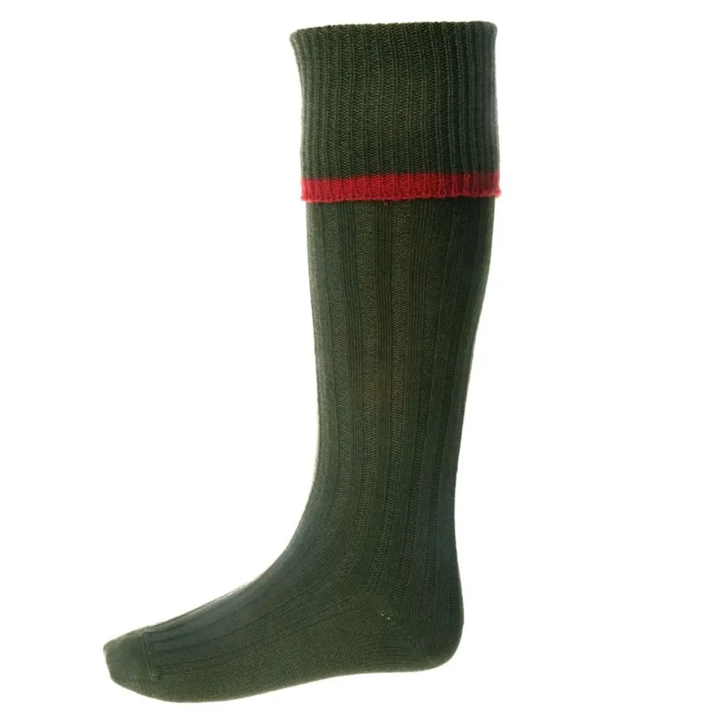 House of Cheviot Estate Field Socks Spruce/Brick Red