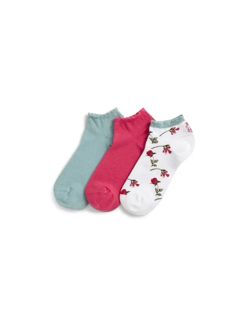 Fairfax and Favor Signature Ladies Trainer Socks Floral/Cherry/Mint