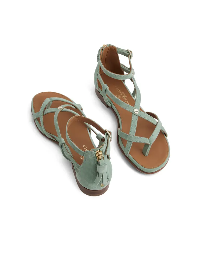 Fairfax and Favor Brancaster Sandal Mint Suede-3