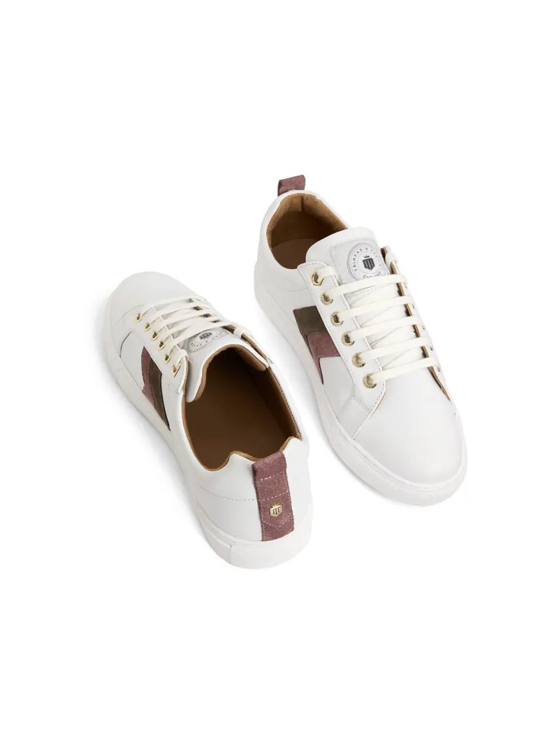 Fairfax and Favor Alexandra Trainer White Leather with Heather/Fog-2