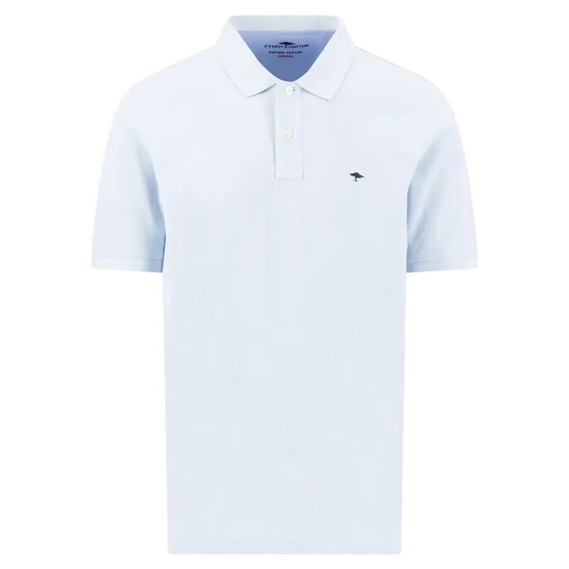 Fynch-Hatton Basic Cotton Textured Polo Shirt in Horizon