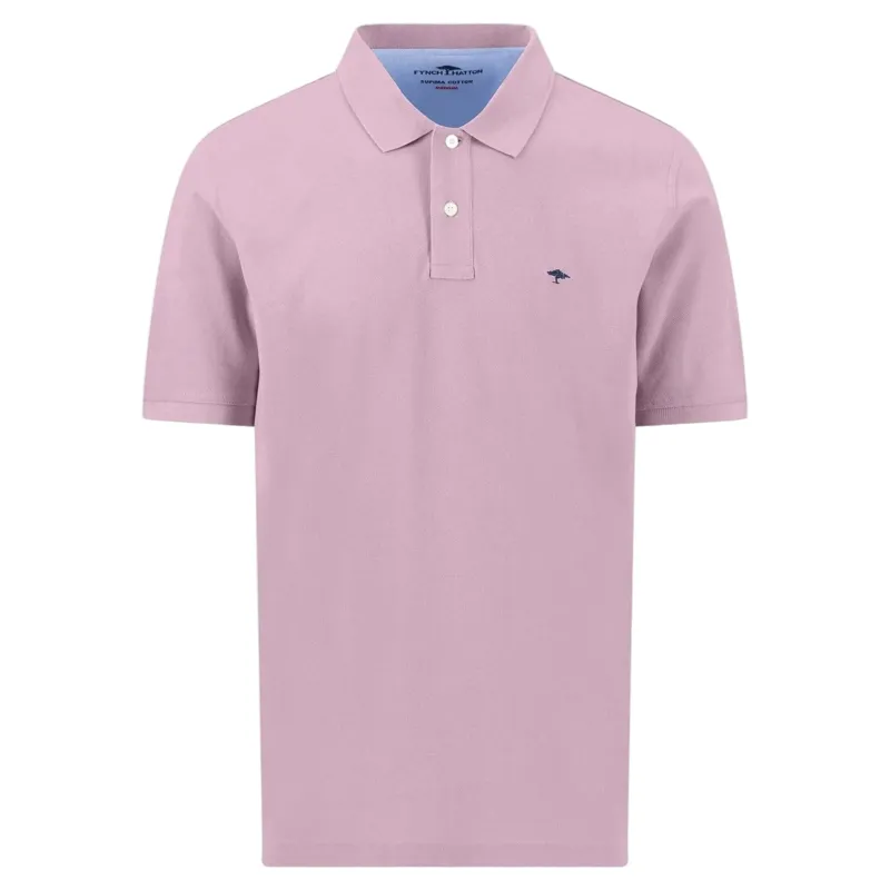 Fynch-Hatton Basic Cotton Textured Polo Shirt in Magnolia