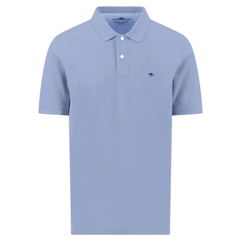 Fynch-Hatton Basic Cotton Textured Polo Shirt in New Breeze