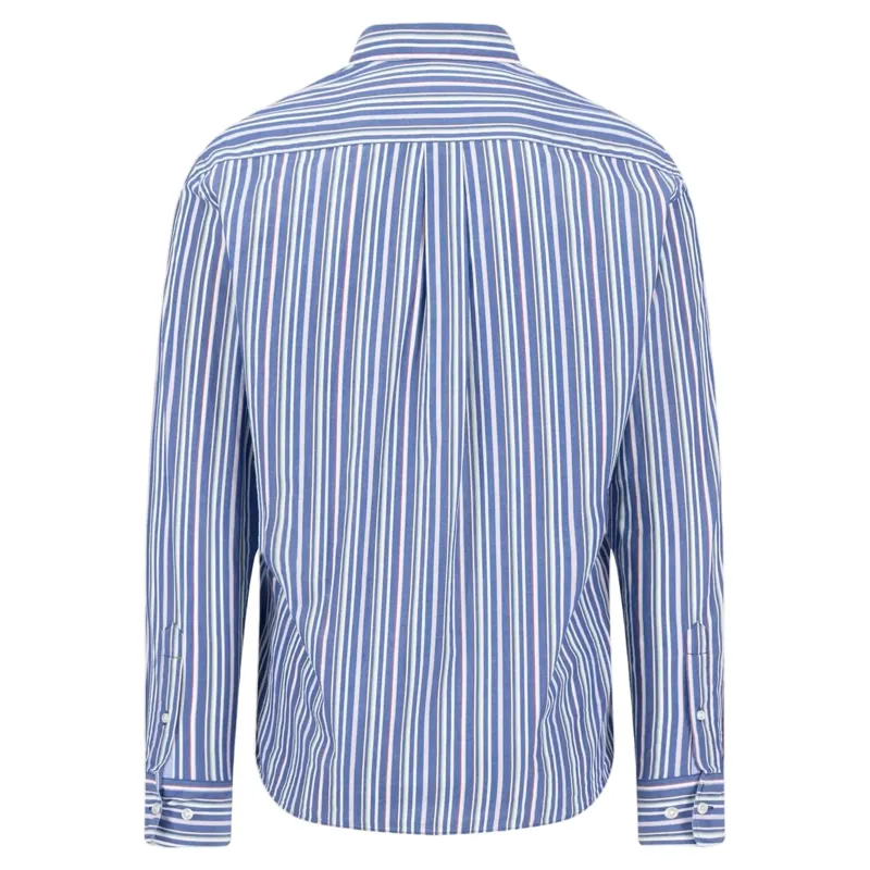 Fynch-Hatton Colourful Poplin Stripe Button Down Shirt in Harbour Blue-1