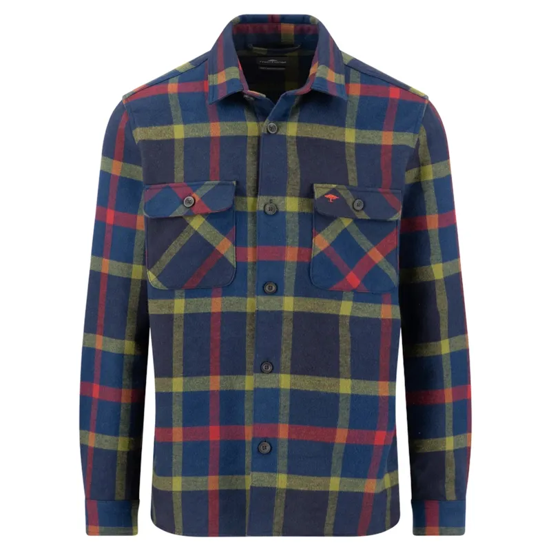 Fynch-Hatton Flannel Check Overshirt in Navy