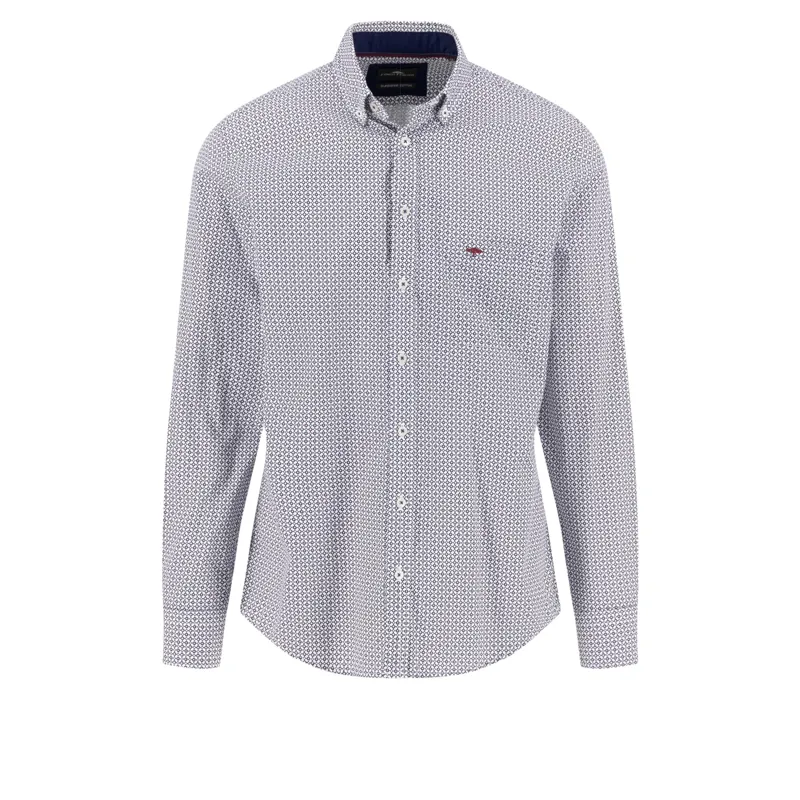 Fynch-Hatton Geometric Print Button Down Shirt in Deep Merlot
