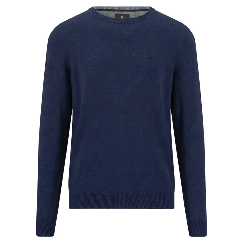Fynch-Hatton Merino/Cashmere Round Neck Jumper in Ink Blue
