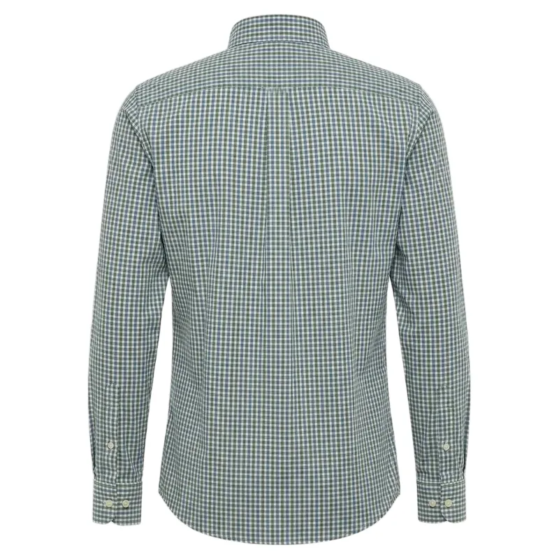Fynch-Hatton Poplin Check Button Down Shirt in Avocado-1