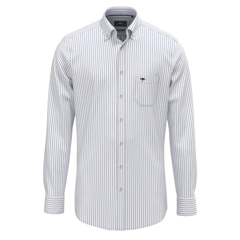 Fynch-Hatton Poplin Stripe Cotton Shirt in Light Blue