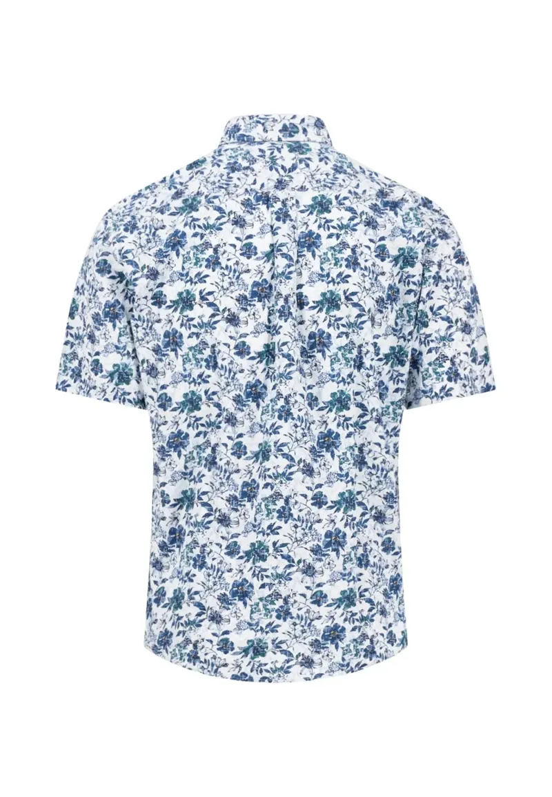 Fynch-Hatton Premium Flower Print Button Down Shirt in Navy-1