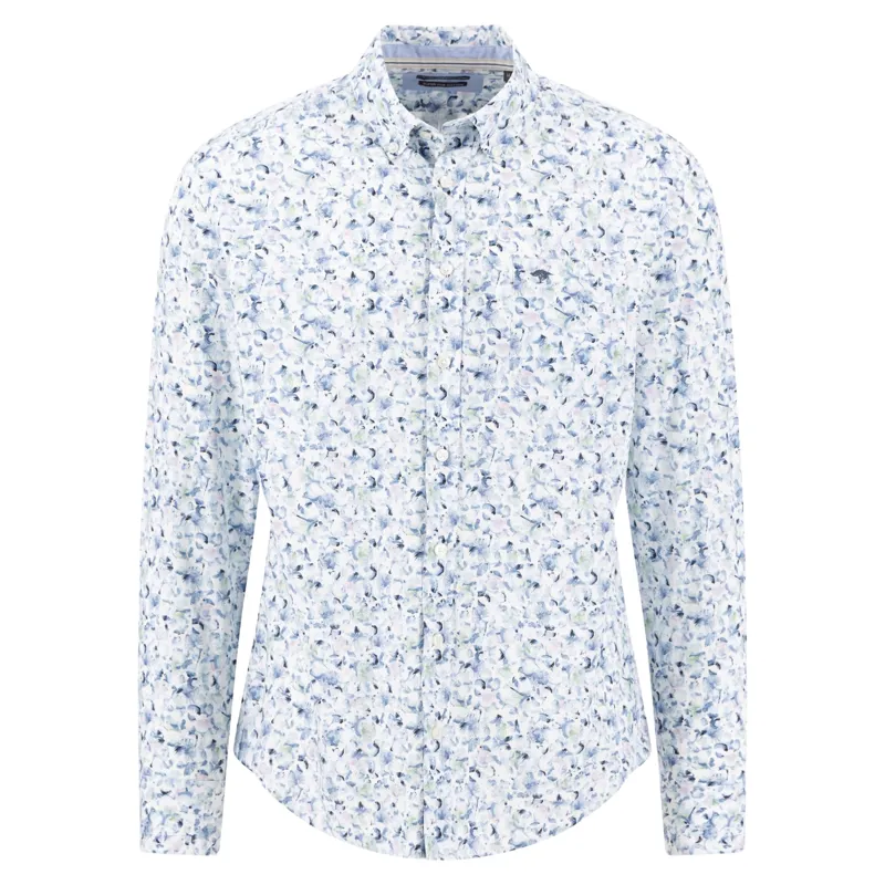 Fynch-Hatton Premium Flower Print Cotton Button Down Shirt in Horizon
