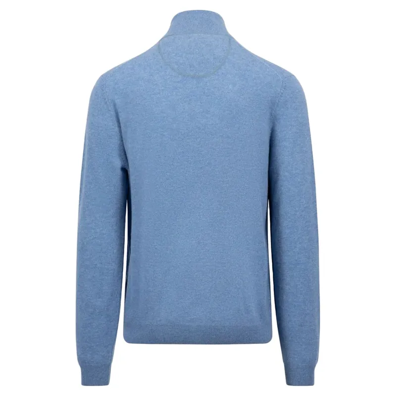 Fynch Hatton Quarter Zip Merino Cashmere Knit Cloud Blue-1