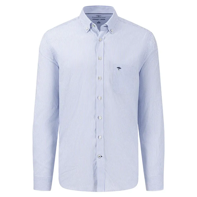 Fynch Hatton All Season Oxford Shirt Light Blue Stripe