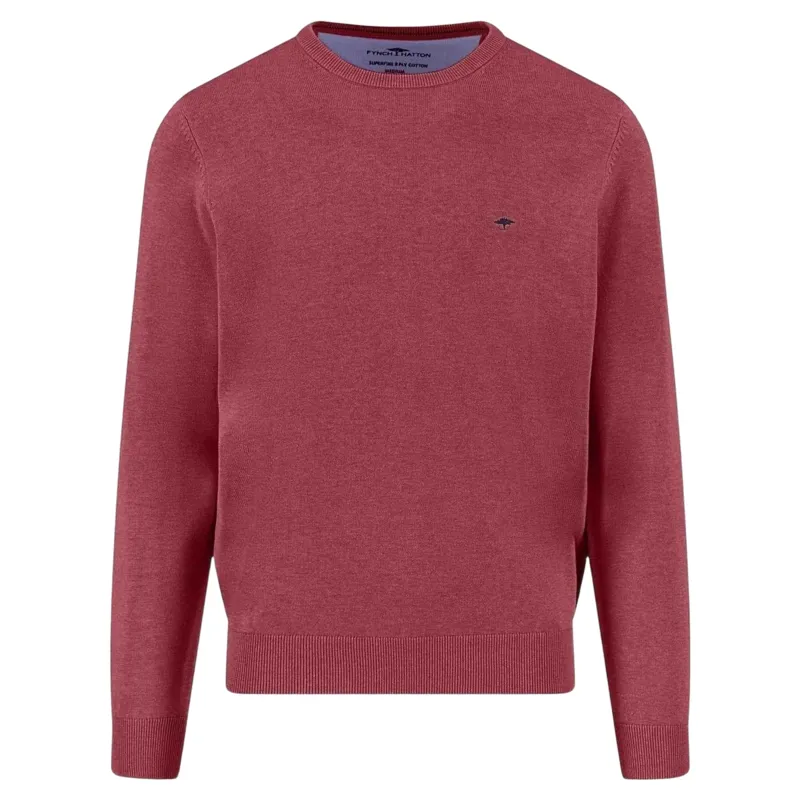 Fynch-Hatton Superfine O-Neck Men's Knitwear in Berry