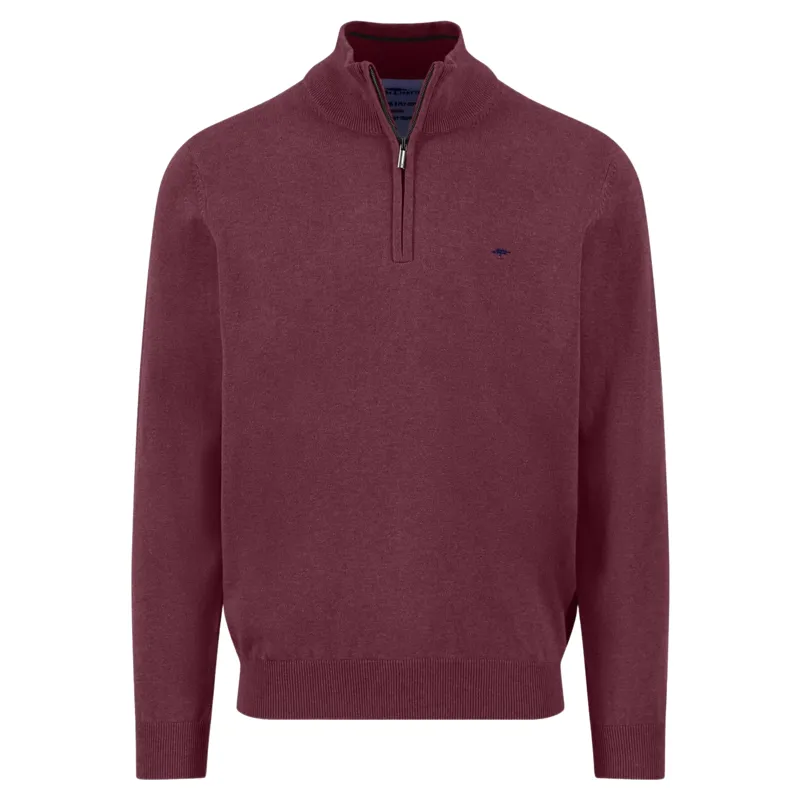 Fynch-Hatton Superfine Troyer-Zip Cotton Stand-Up Collar in Berry