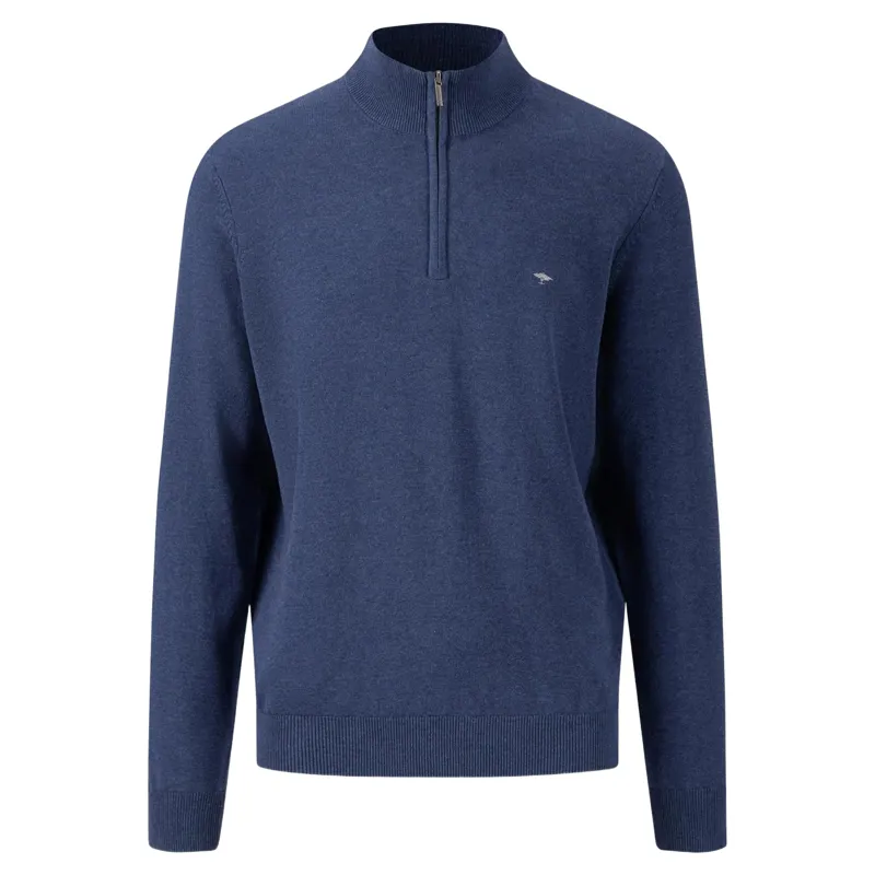 Fynch-Hatton Troyer-Zip Cotton Sweater in Night