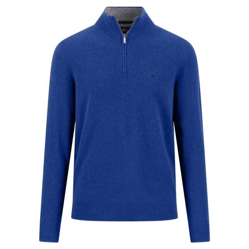Fynch-Hatton Troyer Zip Merino Cashmere in Cobalt