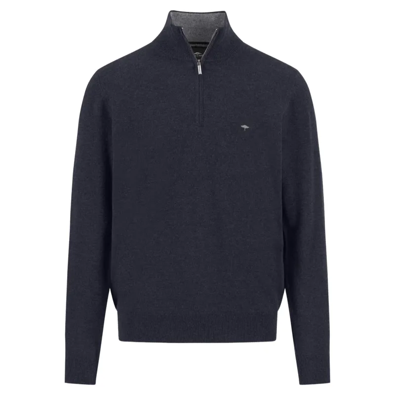 Fynch-Hatton Troyer Zip Merino Cashmere in Navy