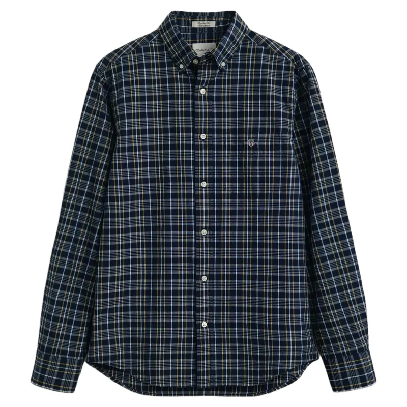 Gant Archive Poplin Regular Fit Check Shirt in Indigo