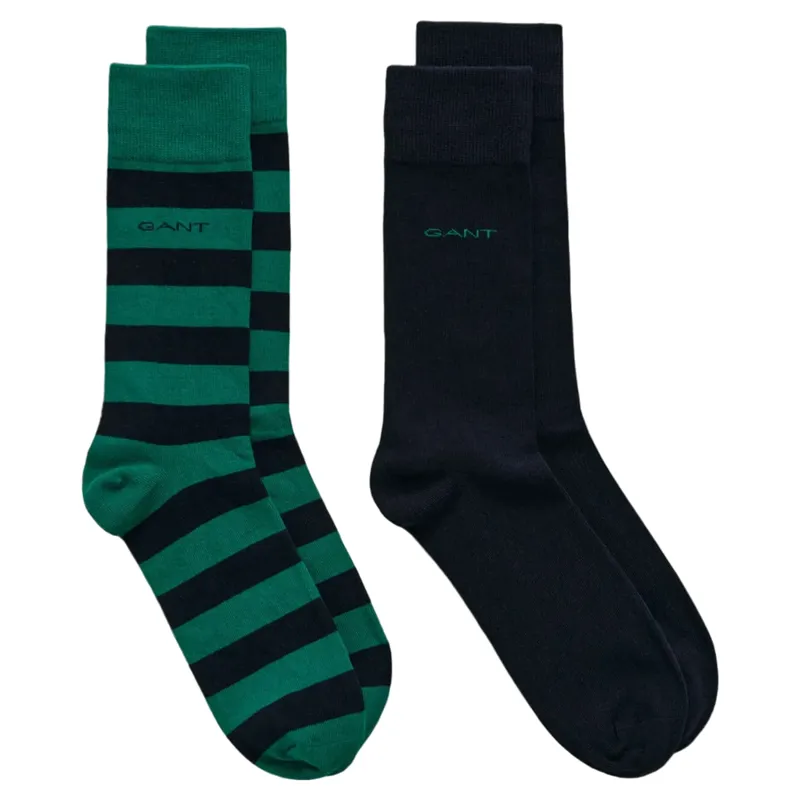 Gant Barstripe and Solid Socks 2PK Deep Green 43-45