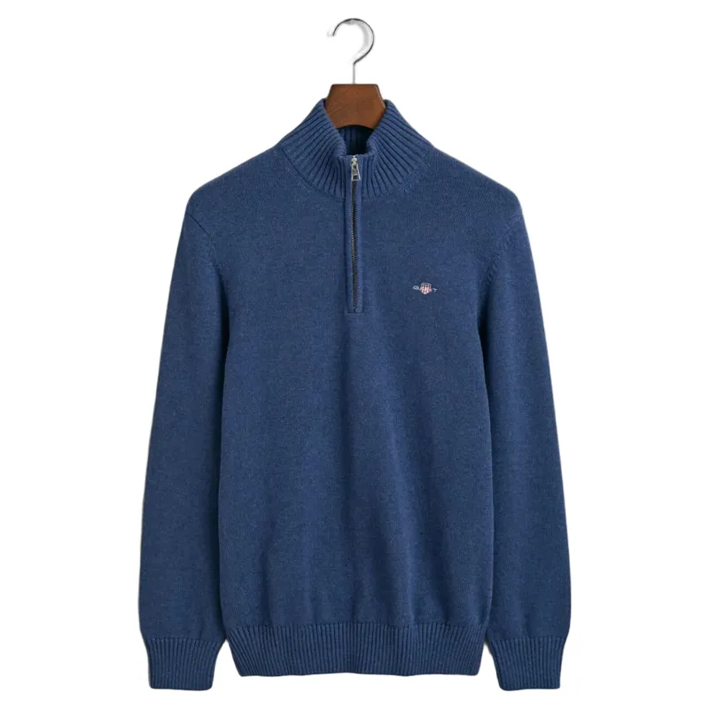 Gant Casual Cotton Half Zip Dark Jeansblue Melange