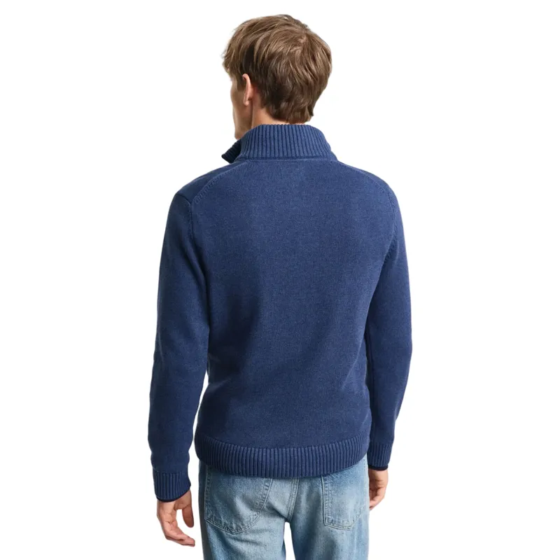 Gant Casual Cotton Half Zip Dark Jeansblue Melange-2