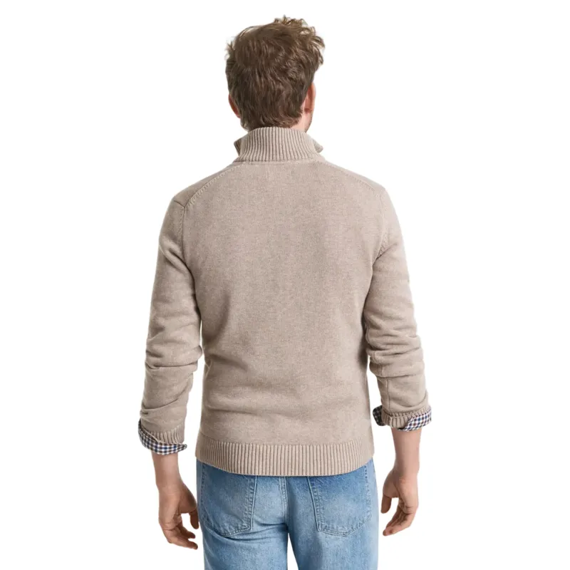 Gant Casual Cotton Half Zip Dark Sand Melange-2