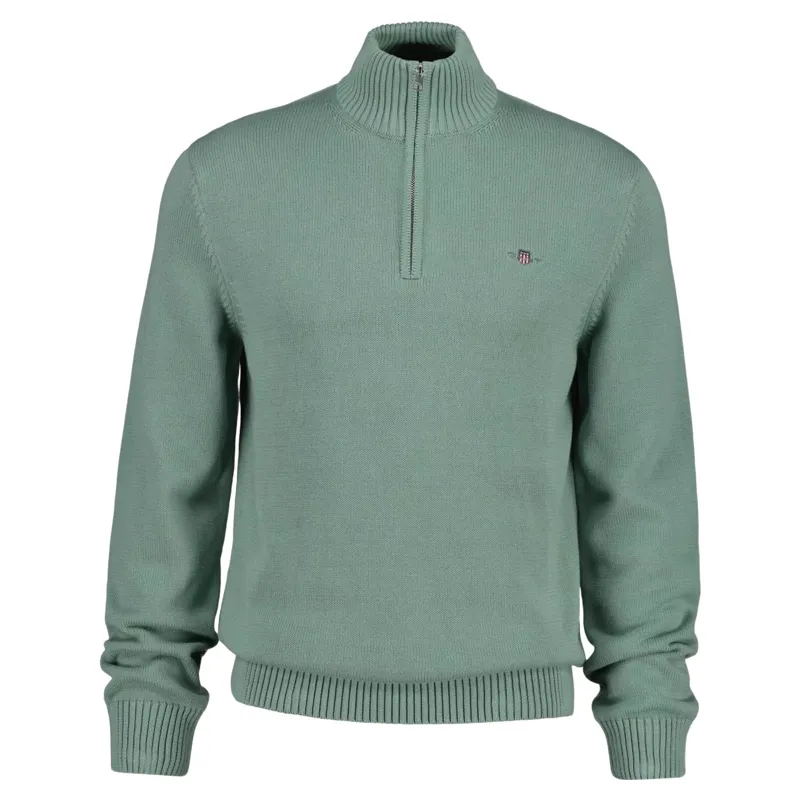 Gant Casual Cotton Half Zip Jumper in Surplus Mint