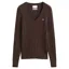 Gant Classic Cable Knit Stretch Cotton V-Neck Sweater in Deep Brown