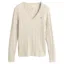 Gant Classic Cable Knit Stretch Cotton V-Neck Sweater in Misty Beige