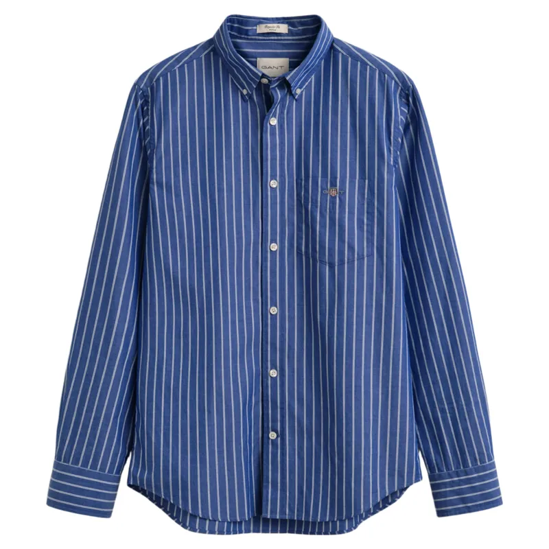 Gant Classic Poplin Stripe Shirt in College Blue