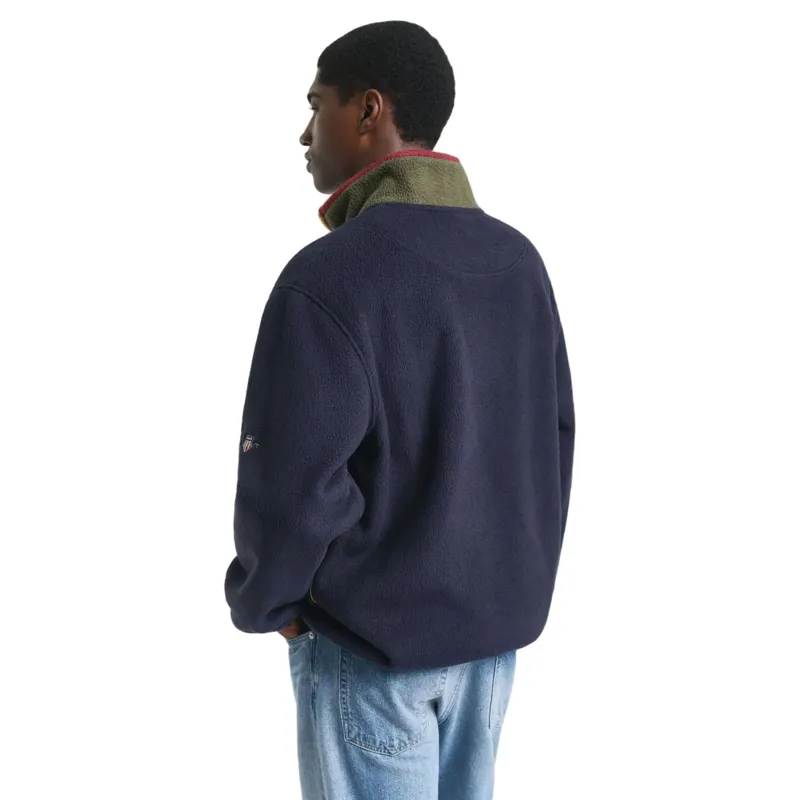 Gant Color Block Fleece in Evening Blue-2